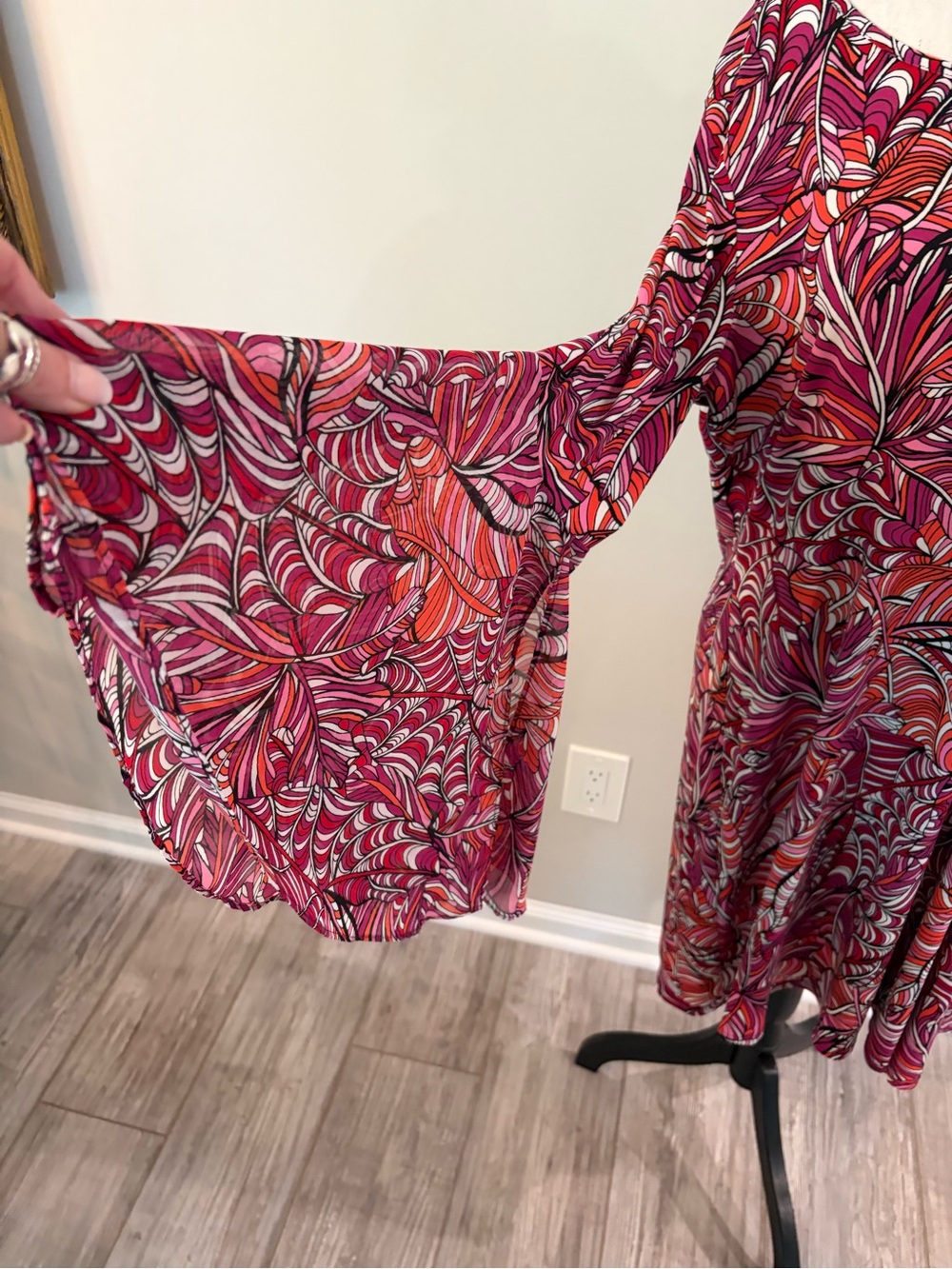 MSK Pink and Orange Abstract Wave Dress
